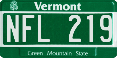 VT license plate NFL219