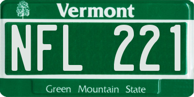 VT license plate NFL221