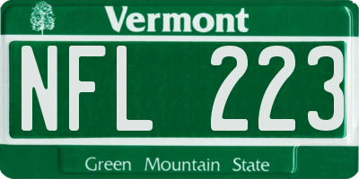 VT license plate NFL223