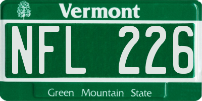 VT license plate NFL226
