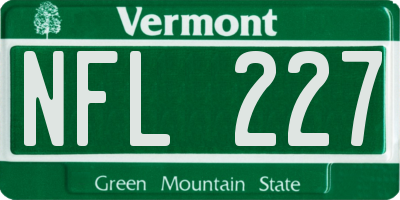 VT license plate NFL227