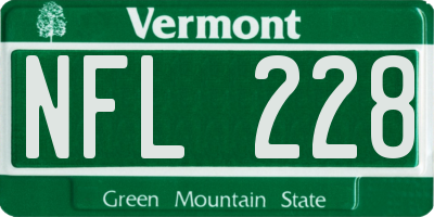 VT license plate NFL228