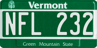VT license plate NFL232