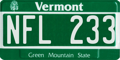 VT license plate NFL233