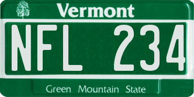 VT license plate NFL234