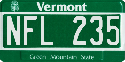 VT license plate NFL235