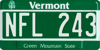 VT license plate NFL243