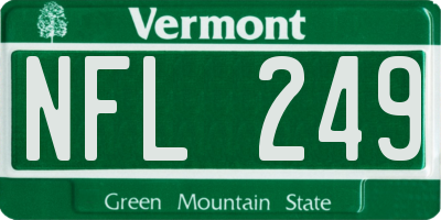 VT license plate NFL249