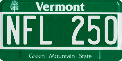 VT license plate NFL250