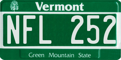 VT license plate NFL252