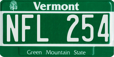 VT license plate NFL254