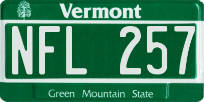 VT license plate NFL257