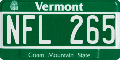 VT license plate NFL265