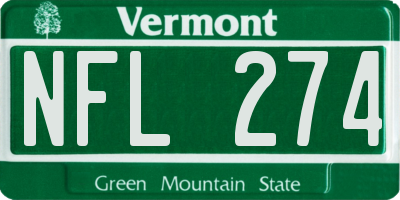 VT license plate NFL274