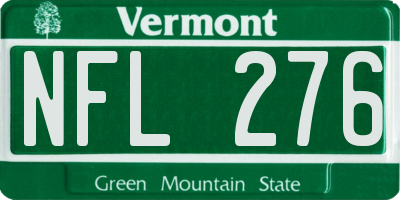 VT license plate NFL276