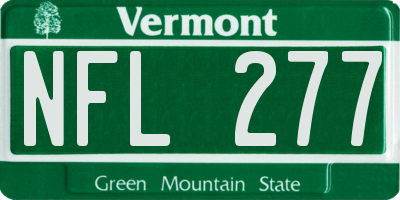 VT license plate NFL277