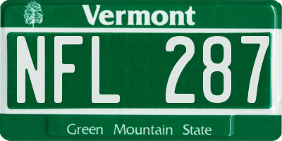 VT license plate NFL287