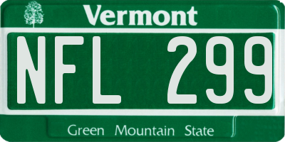 VT license plate NFL299