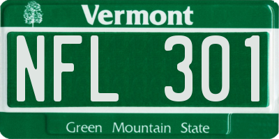 VT license plate NFL301
