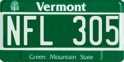VT license plate NFL305