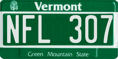 VT license plate NFL307