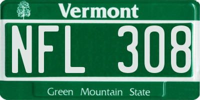 VT license plate NFL308
