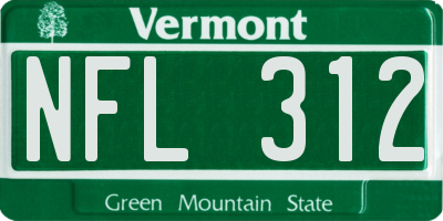 VT license plate NFL312