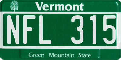 VT license plate NFL315
