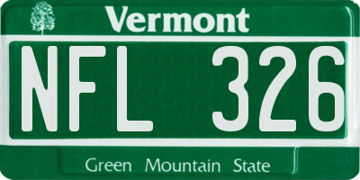 VT license plate NFL326