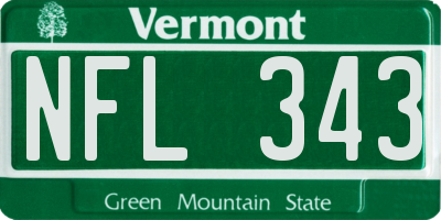 VT license plate NFL343