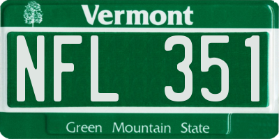 VT license plate NFL351