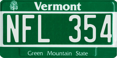 VT license plate NFL354