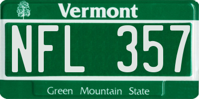 VT license plate NFL357