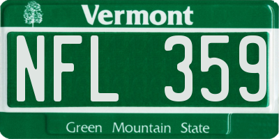 VT license plate NFL359