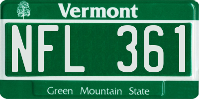 VT license plate NFL361