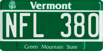 VT license plate NFL380