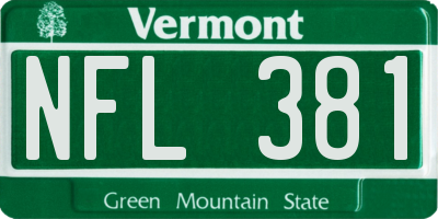 VT license plate NFL381