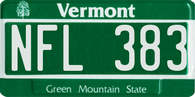 VT license plate NFL383