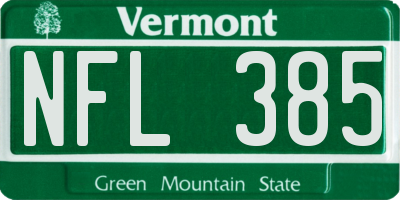 VT license plate NFL385