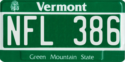 VT license plate NFL386