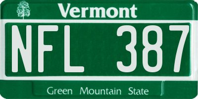 VT license plate NFL387