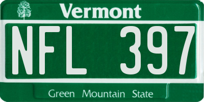 VT license plate NFL397