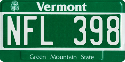 VT license plate NFL398