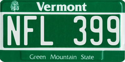 VT license plate NFL399