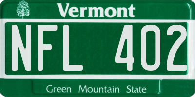 VT license plate NFL402
