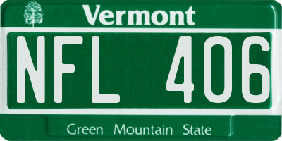 VT license plate NFL406