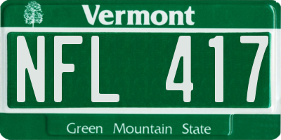 VT license plate NFL417