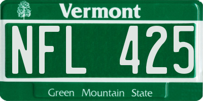 VT license plate NFL425