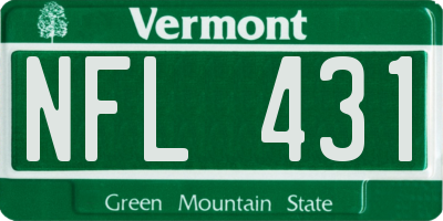 VT license plate NFL431