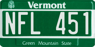 VT license plate NFL451